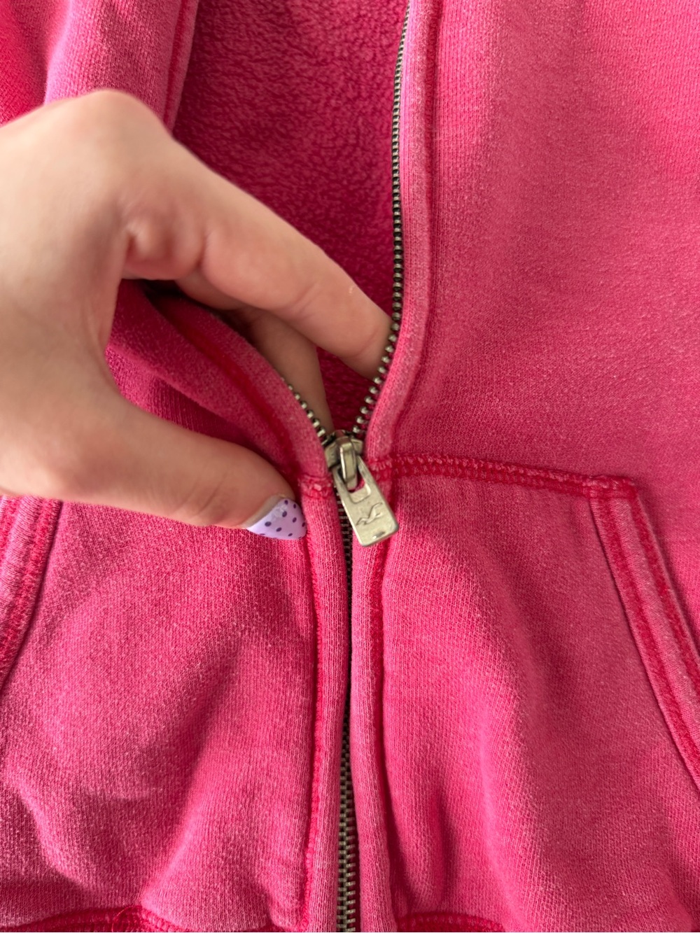 VINTAGE HOLLISTER Y2K Pink Zip Up Embroidered Long sleeve Jacket VTG Sz M - Picture 6 of 9
